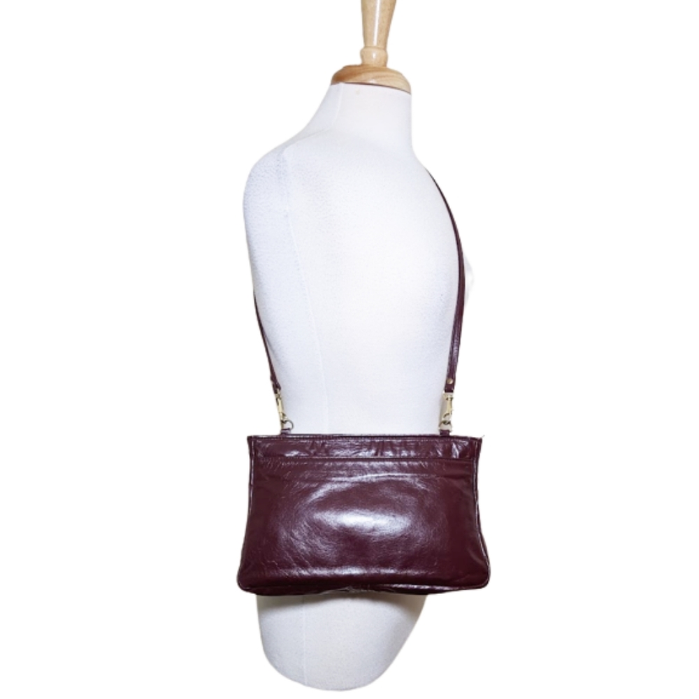 Vintage "It Made by Tadori" Leather Burgundy Clutch/Shoulder Bag